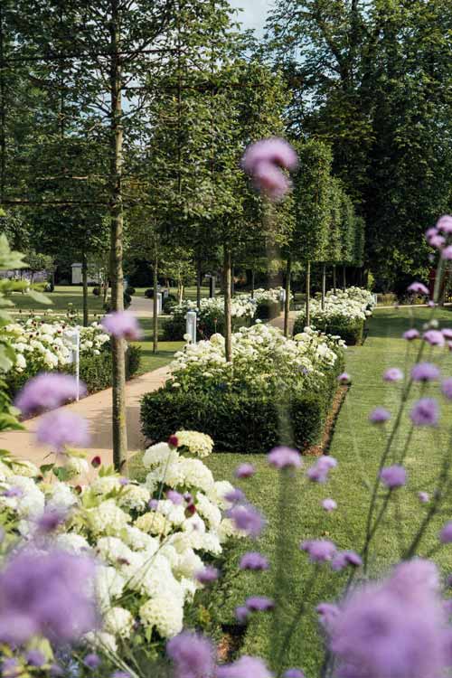 Colourful garden design for Monkey Island Hotel Berkshire
